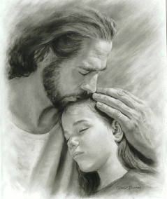 Jesus cares charcoal drawing